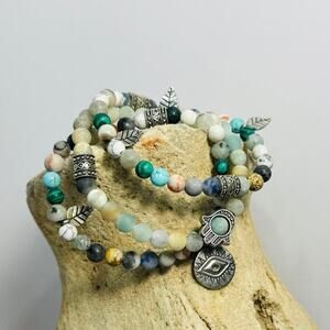 Agate Beaded Boho Bracelet Set of 3 Arm Candy by Eye Candy LA
